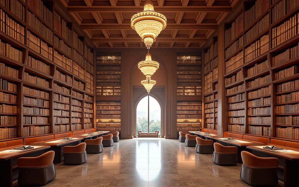 The expansive Library at Qasr Al Watan, filled with books on history and culture.