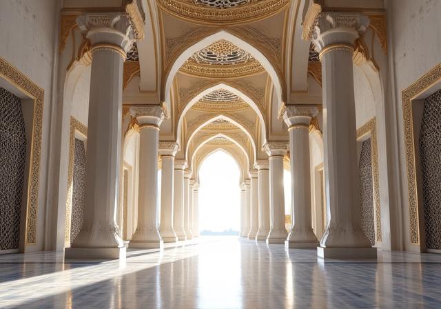 The Great Hall inside Qasr Al Watan with its grand archways